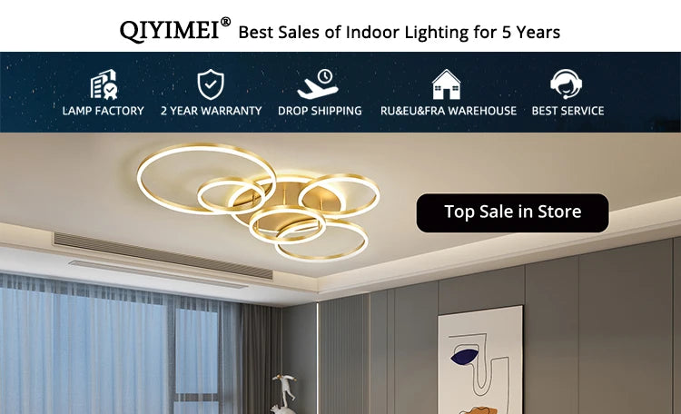 QIYIMEI Modern Ceiling Lights LED Luster Indoor Lighting For Bedroom Hall Living Kids Room Acrylic Lamps Fixture Frame 175-260V Aimak Store