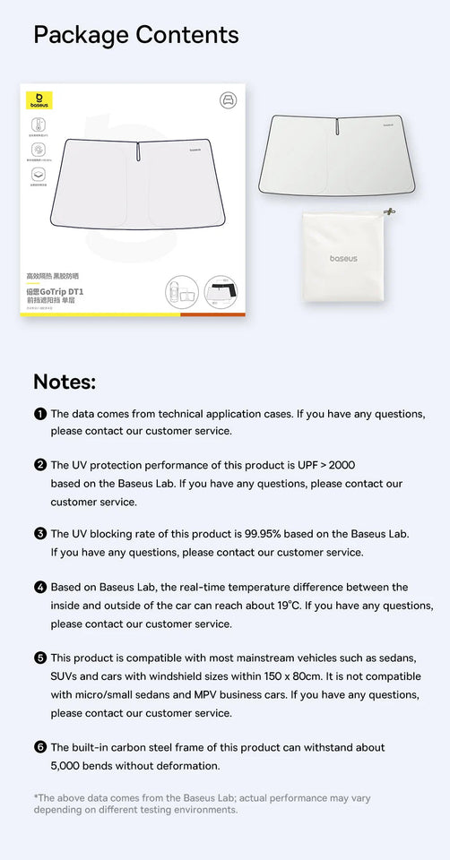 Baseus DT1 Car Sunshade Windshield Cover Folding Car Front Window UV Sun Protection for Summer Sun Shade Curtain Protector Aimak Store