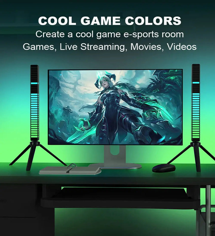 LED Sound Control Lights RGB 3D Pickup Lights Smart APP Control Music Rhythm Atmosphere Light for Gaming Desktop Decora LED Lamp Aimak Store