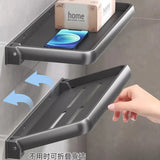 1PC Bathroom Storage Rack Foldable Bathroom Vanity Organiser No Hole Hanging Organiser Vanity Organiser Bathroom Organiser Shelf Aimak Store