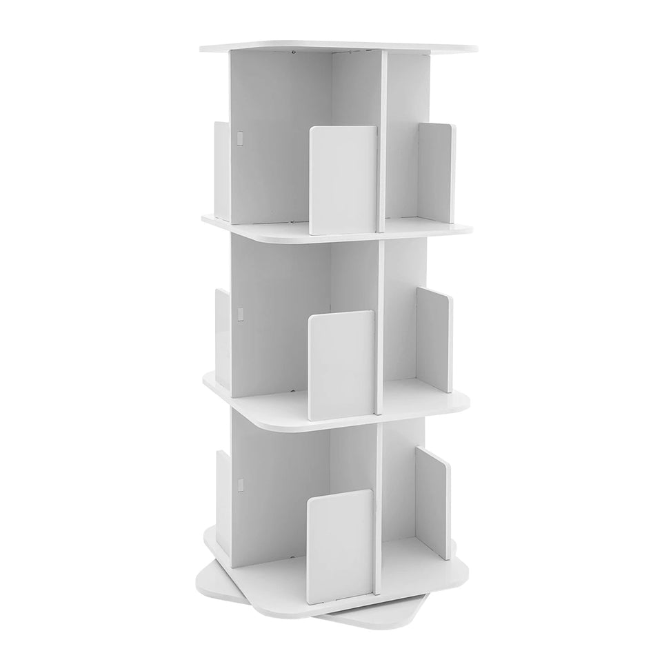 Bymaocar 360° Rotating Bookshelf, 3 Tier Standing Bookcase, Small Corner Bookcase White For Bedrooms/Living Rooms Aimak Store