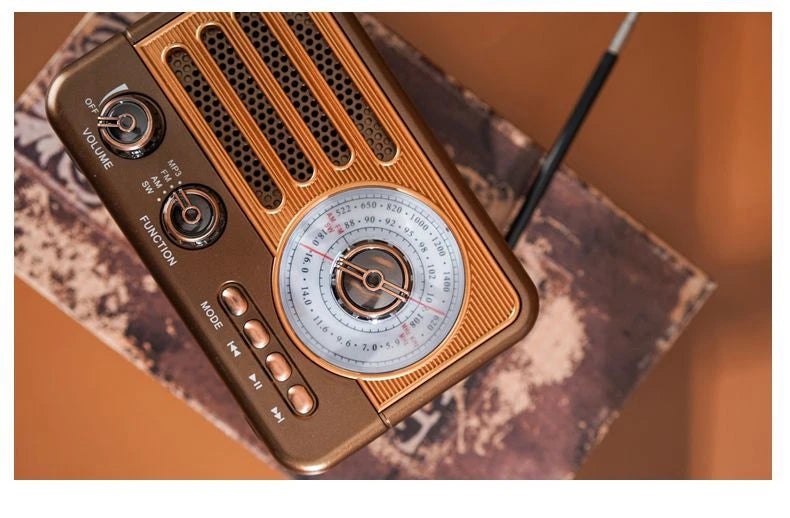 Retro Wireless Bluetooth Speaker Vintage  FM Radio Receiver Rechargeable HIFI Sterero Mp3 PlayerSUPPORT USB/SD/TF Aimak Store