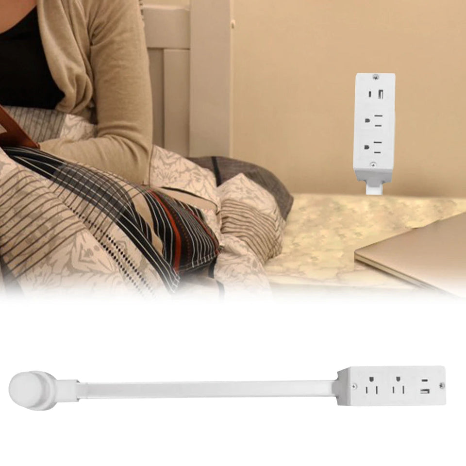Electrical Outlet Extender 2 AC USB-A USB-C Wall Charger 2 Sockets 180° Rotation Stretchable Electrical Outlet Table Extender Aimak Store