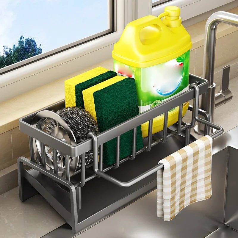 Kitchen Sink Drain Rack Organizer ABS Plastic Self-draining Sink Shelf Soap Sponge Holder Dishcloth Towel Rack filter basket Aimak Store