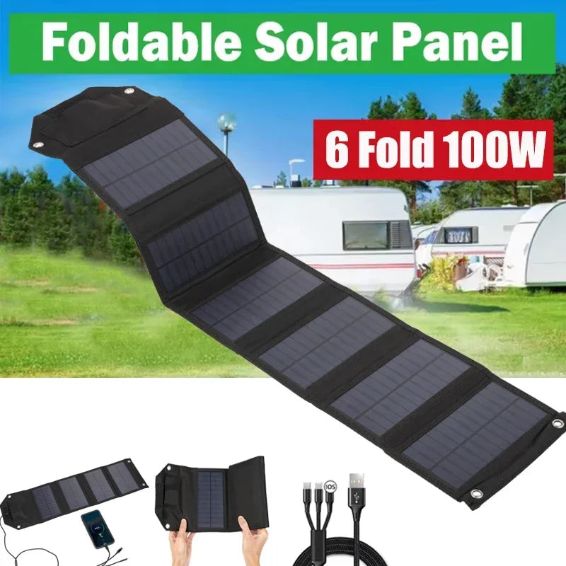 60W 80W 100W Foldable Solar Panel 5V USB Portable Folding Bag Battery Charger for Phone Outdoor Camping Waterproof Power Bank Aimak Store