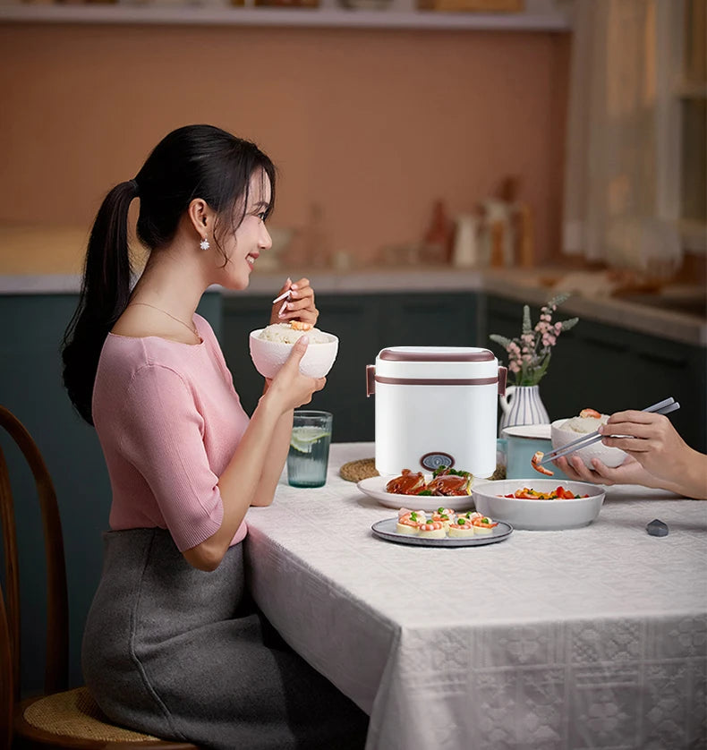 Electric Rice Cooker 220V Multi-functional Lunch Box Single/Double Layer Cooking Machine Food Steamer Food Storage Box EU Plug Aimak Store