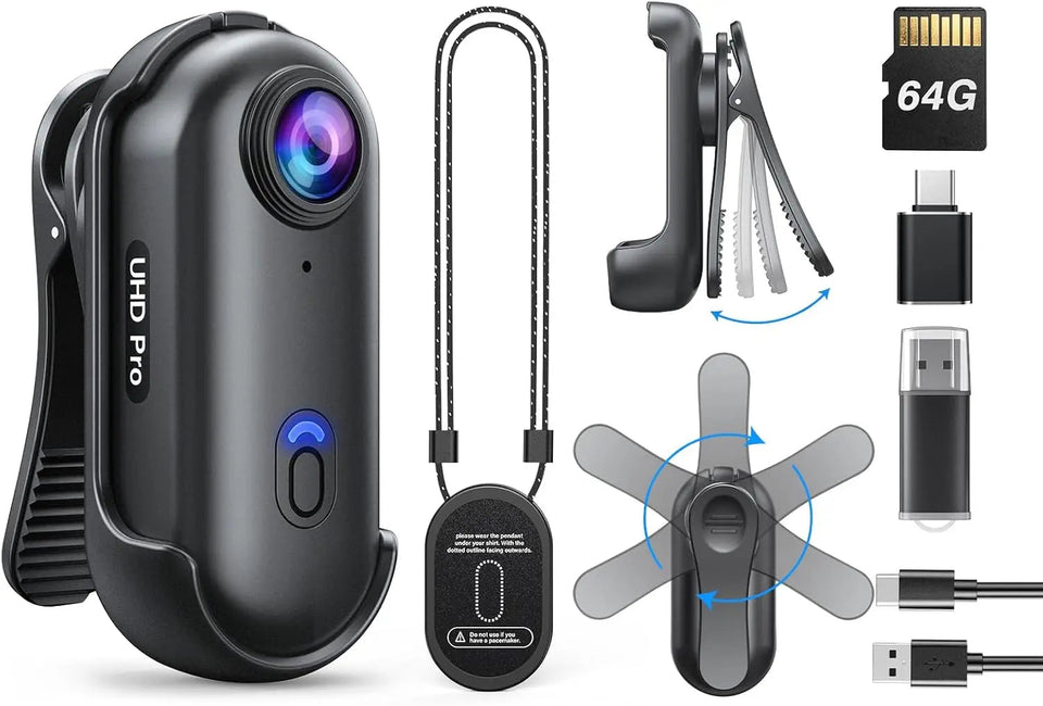 BOBLOV Wearable Cam Mini Body Camera W4 2K 360°Rotatable Clip & Magnetic Clip 2H Recording for Traveling Bike Cameras Aimak Store