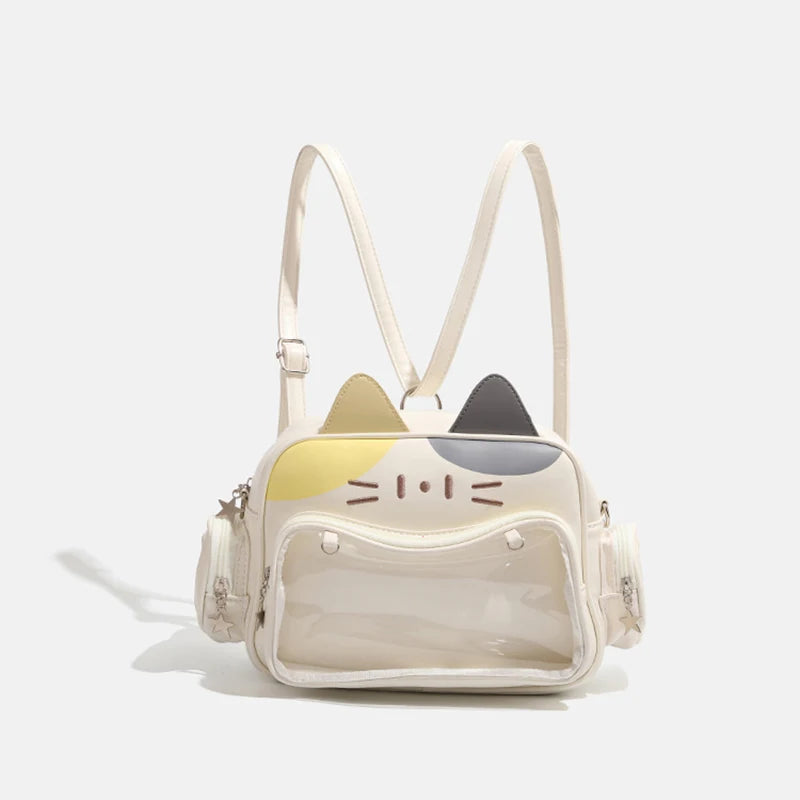 Y2K Ita Bag Cat PU Backpack – Foldable, Adjustable Strap, Secure Zipper, Preppy Style Cute Schoolbag Aimak Store