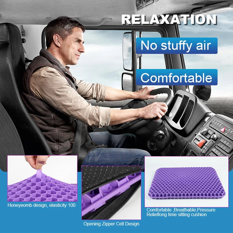 Gel Seat Cushion Summer Breathable Honeycomb Design For Pressure Relief Back Tailbone Pain - Home Office Wheelchair Chair Cars Aimak Store