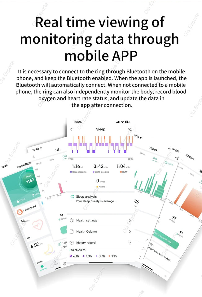 For Xiaomi Smart Ring Men Women, Body temperature, Heart Rate and Blood Oxygen Monitor, IP67 & 5ATM Waterproof, Multi-sport Mode Aimak Store