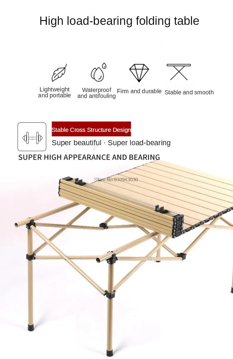 Portable Outdoor Table and Chair Set Folding Picnic Table Self-driving Camping Table Aluminum Alloy Car Egg Roll Table