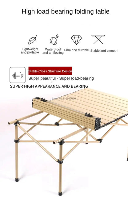 Portable Outdoor Table and Chair Set Folding Picnic Table Self-driving Camping Table Aluminum Alloy Car Egg Roll Table