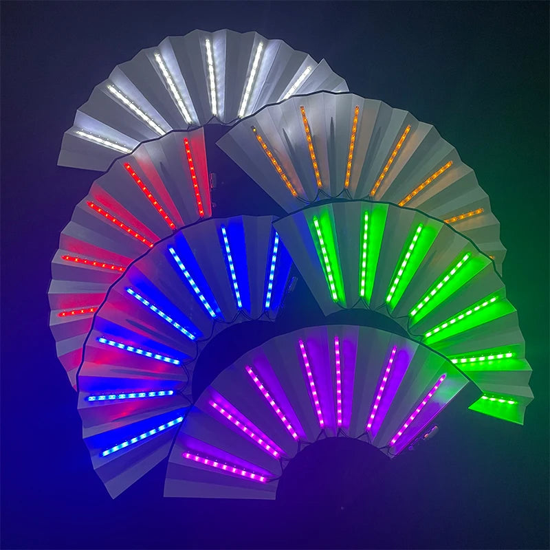 Luminous Folding LED Fan Dancing Light Fan Flashing For Night Music Show Rave Festival Accessories Glowing In The Dark Party Aimak Store
