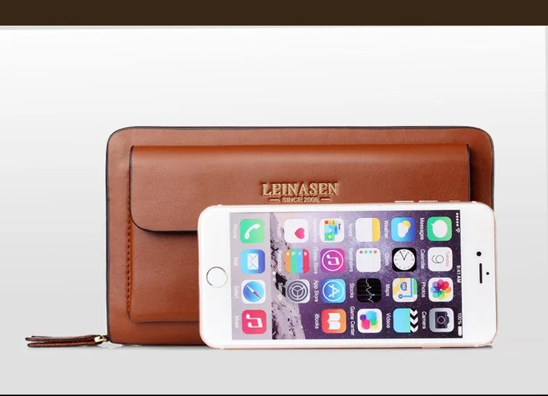 Men Clutch Bag Men's Long Purse Large Capacity Men's Wallets Cell Phone Pocket Passcard Pocket High Quality Wallet Bags For Men Aimak Store