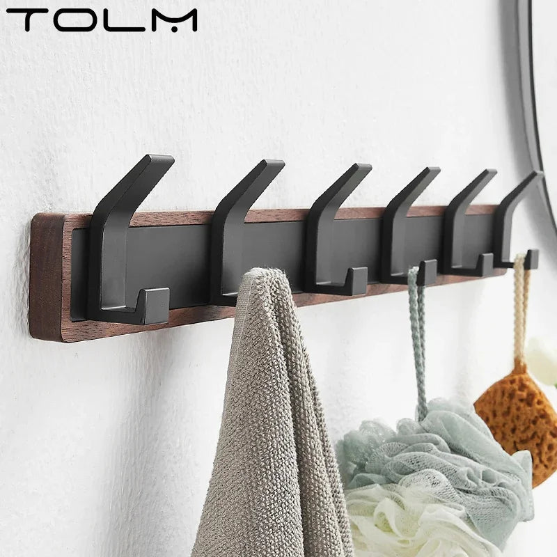 Walnut Coat Wall Hook Wall Hanging Coat Rack for Bathroom Kitchen Bedroom Hallway Wall Hooks Coat Clothes Holder Aimak Store