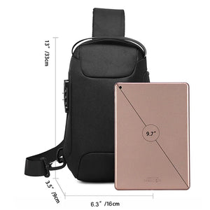 Geestock Men's Crossbody Bag with USB Charging Port Anti-Theft Shoulder Bags Waterproof Oxford Sling Bag Multifunction Chest bag Aimak Store