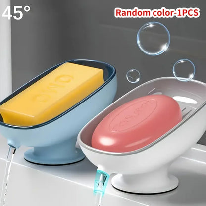 1Pc Luxurious Adjustable Oval Storage Soap Dish with Drain - Wall-Mounted Anti-Slip Removable Soap Box for Bathroom
