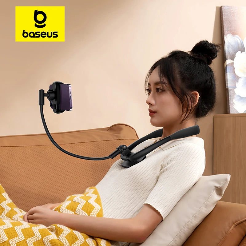 Baseus Flexible Universal Neck Phone Holder Hanging Neck Lazy Necklace Cell Phone Desk Mount Bracket for iPhone 16 15 14 Pro Max Aimak Store