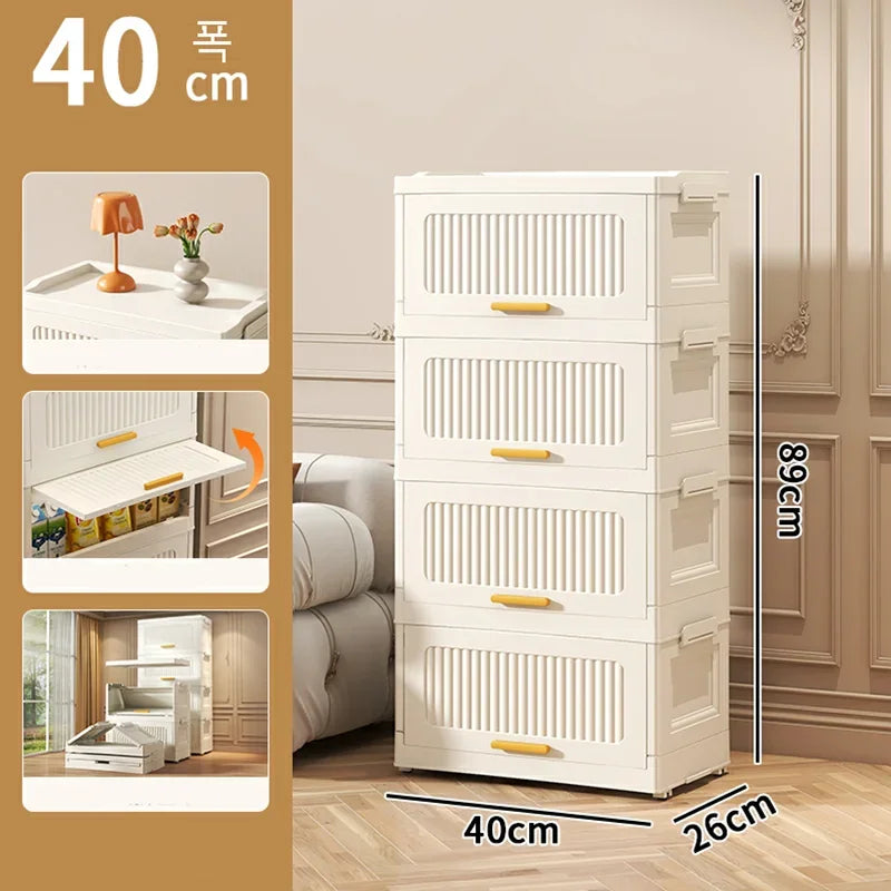4 Floor Multifunctional Folding Storage locker Thickening Folding Wardrobe Storage Cabinet Home Folding Storage Box With Pulley Aimak Store