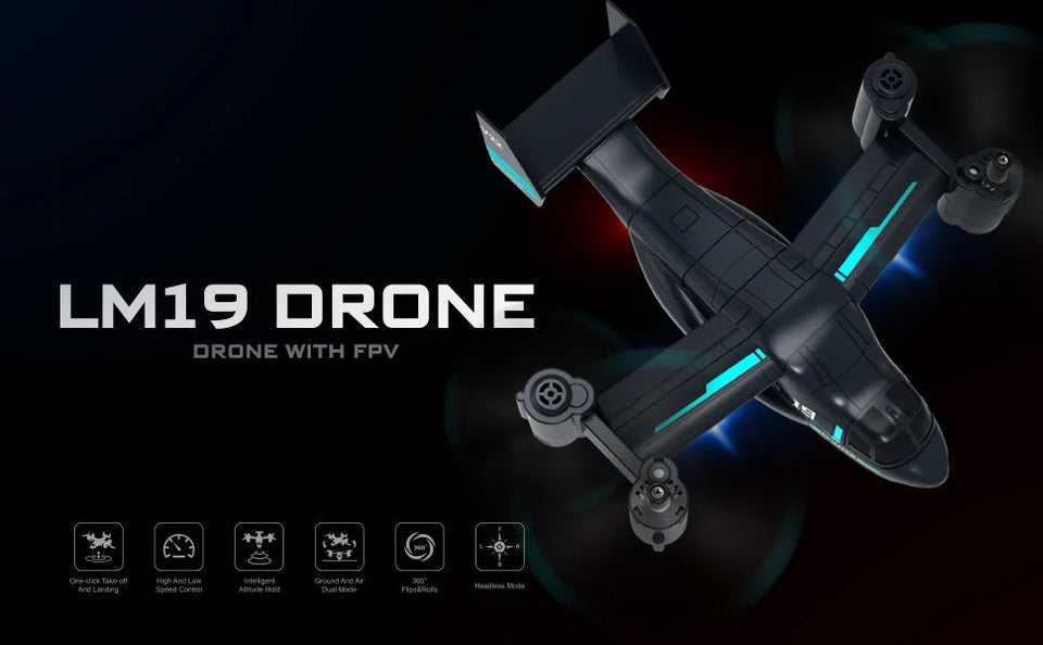 Remote Control Helicopter Drone 480P Camera Fighter UAV Land Air Mode Aircraft Brushless RC Drones for Children Kids Plane Toys Aimak Store