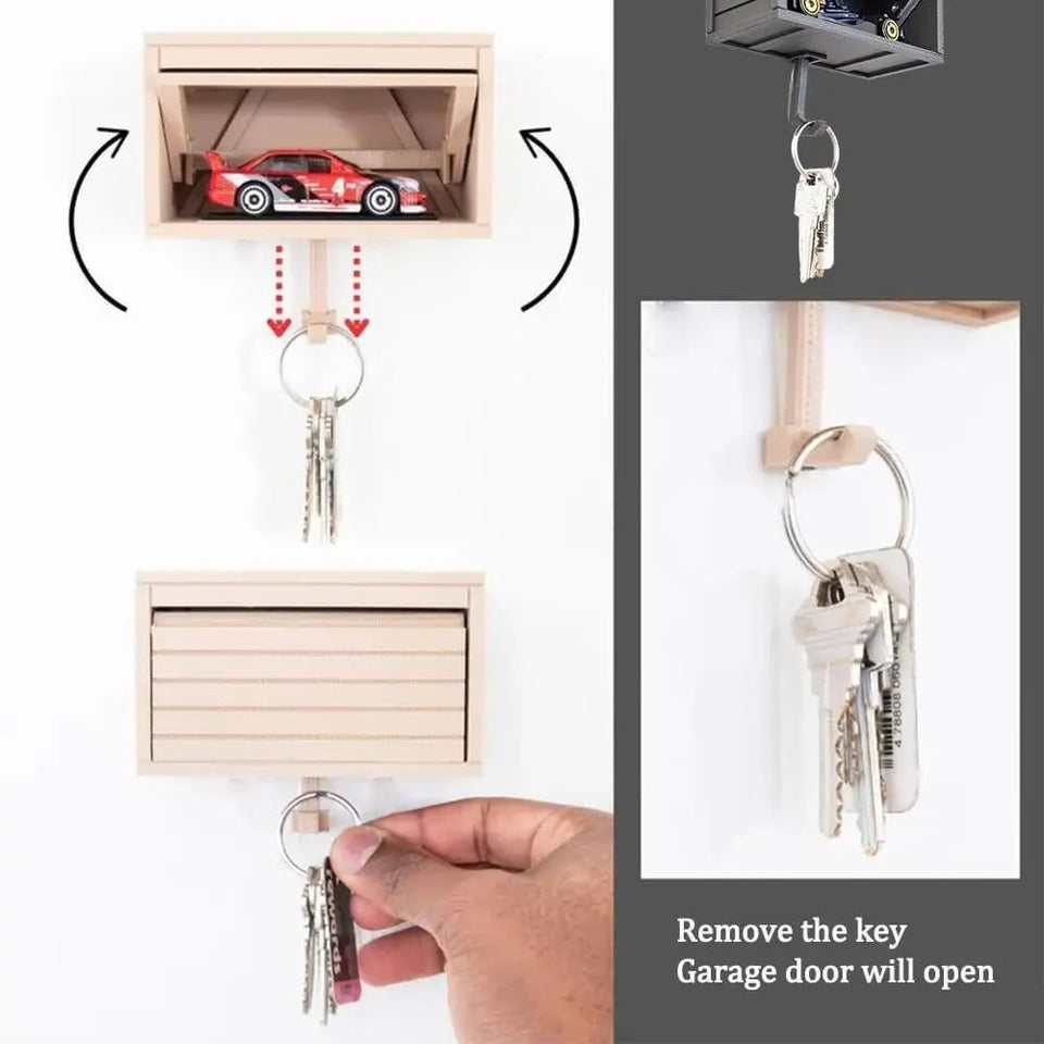 Car Garage Key Holder with Opening Door Wall Mount with Car Garage 3D Printed Key Organizer Easy to Install Versatile Key Hooks Aimak Store