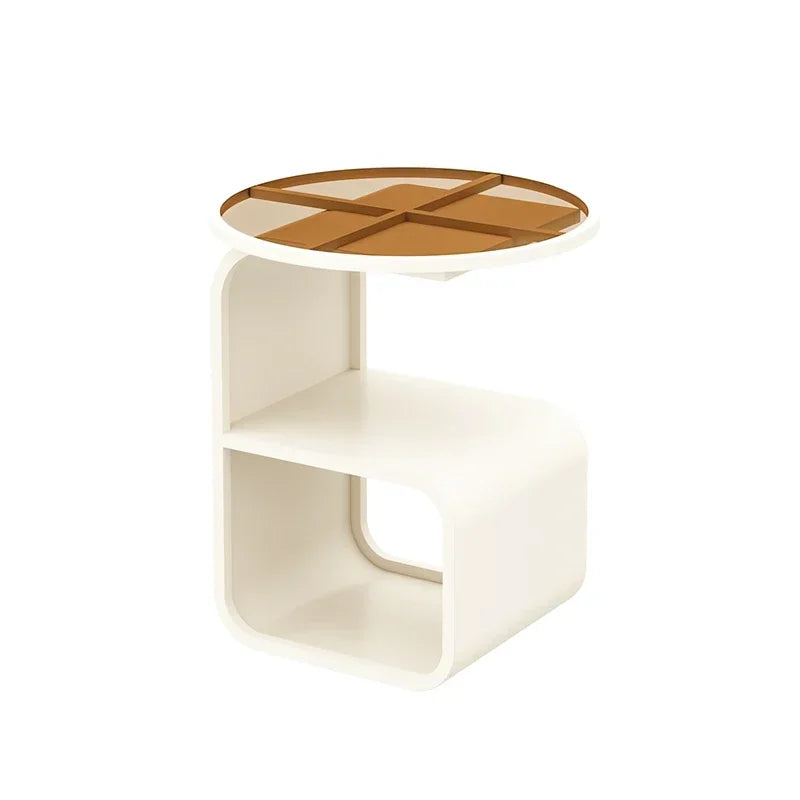 Home Living Room Iron Art Sofa Table Modern Round Feeding Table Bedroom Bedside Cabinet Elegant Nightstand Stylish End Table Aimak Store