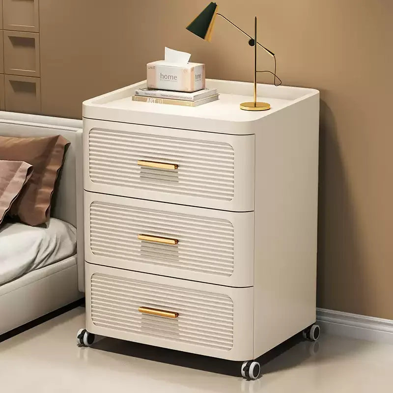 Modern Minimalist Nightstand with Drawers|Faux Wood Bedside Storage Cabinet Movable Bedroom Organizer Space-Saving HomeFurniture Aimak Store