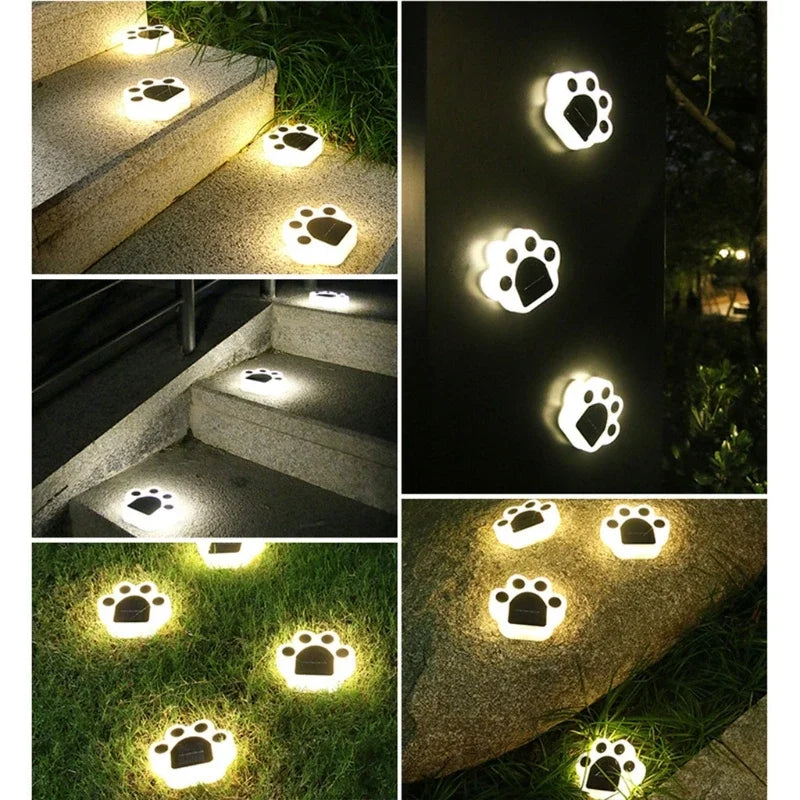 Outdoor Solar Powered Garden Cat Paw Lawn Lights Solar Cute Cat Paw Ground Lamps LED Cat Paw Scene Light Landscape Light Aimak Store