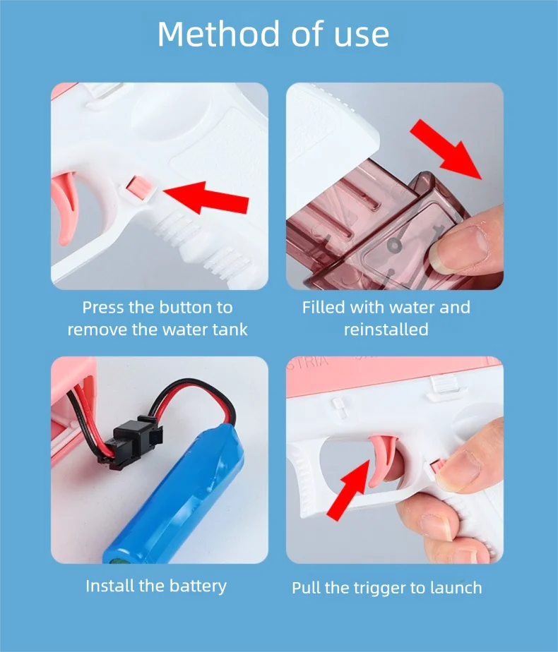 Electric Water Gun Automatic Squirt Toy Powerful Water Blaster Pistols Children Toys LED Light Pistol Summer Swimming Pool Party Aimak Store