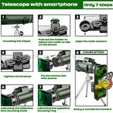 Monocular Telescope Long Range Zoom Hd Bak4 Prism Telescope with/without Tripod Phone Clip Hunting Outdoor Camping Aimak Store