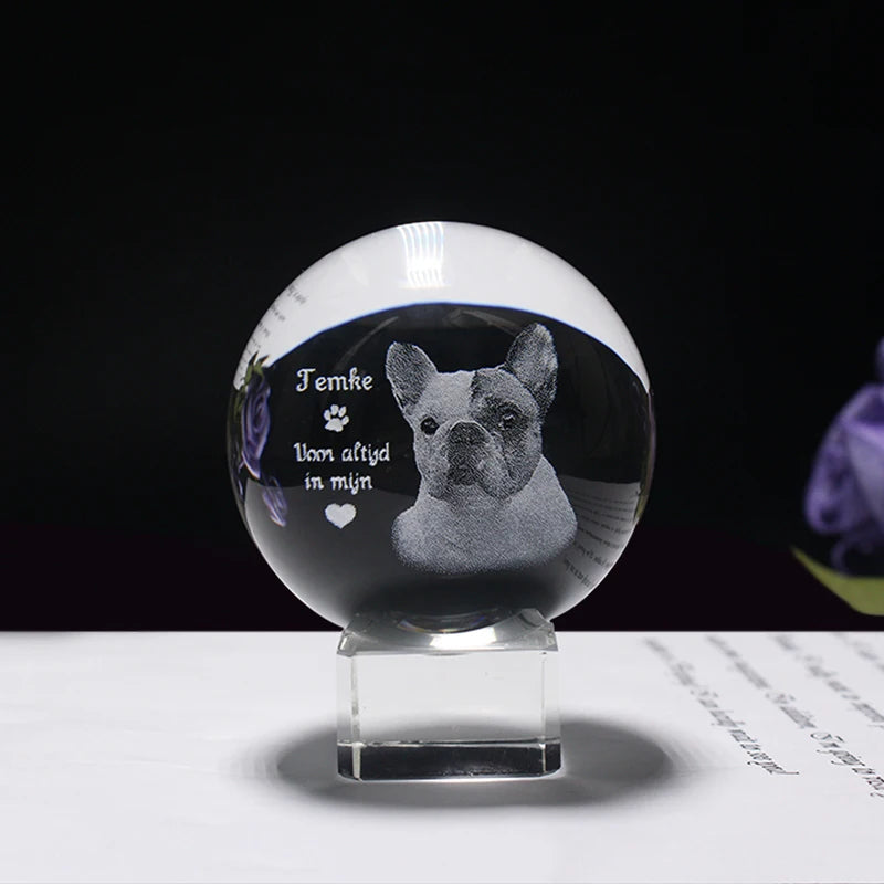 Photo Text Personalized Crystal Ball 2D Laser Engraving Pets Baby Family Picture Customized Glass Sphere Souvenir Birthday Gifts Aimak Store