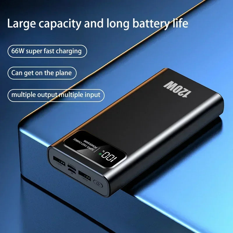 120W 200000mAh Super Fast Power Bank Charging High Capacity Portable Digital Display LED Power Bank For iPhone Samsung Xiaomi Aimak Store