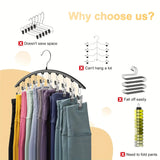 1pc Curved Shape Hanger, Metal Yoga Pants Hangers Organizer With 10 Clothespins Holds 10 Leggings For Closet Pants Hanger Aimak Store