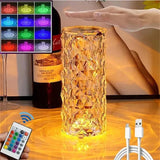 3/16 Colors Crystal Rose Table Lamp LED Rose Light Decoration Remote Control Romantic Diamond Atmosphere Light USB Night Light Aimak Store