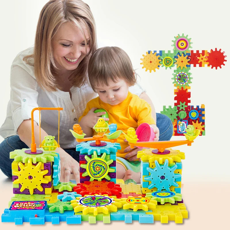 Hot 81 PCS Electric Gears 3D Puzzle Model Building Kits Plastic Brick Blocks Educational Toys For Kids Children Xmas Gifts Aimak Store