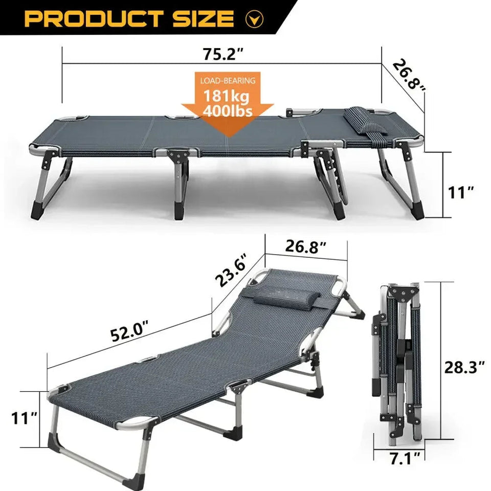 Camping Outdoor Folding Bed with Mattress Cot 400 Lbs Heavy Duty Sturdy Portable Stainless Steel Legs Sleeping Cot Aimak Store