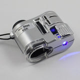 Portable 60X Handheld Magnifying Glass Mini Pocket Microscope Loupe Currency Detector Jeweler Magnifier With LED Light Aimak Store