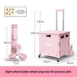 Folding Supermarket Shopping Hand Cart Trolley Convenient Stair Climber Foldable Cart with Wheels for Groceries Outdoor Camping Aimak Store