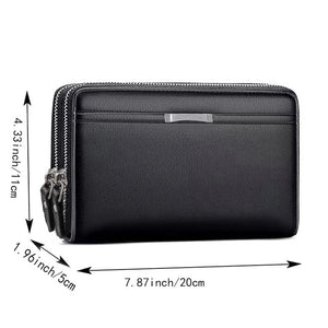 Men's wallet long money foreskin leather handbag large business handbag mobile phone card holder men's gift father son husband b Aimak Store