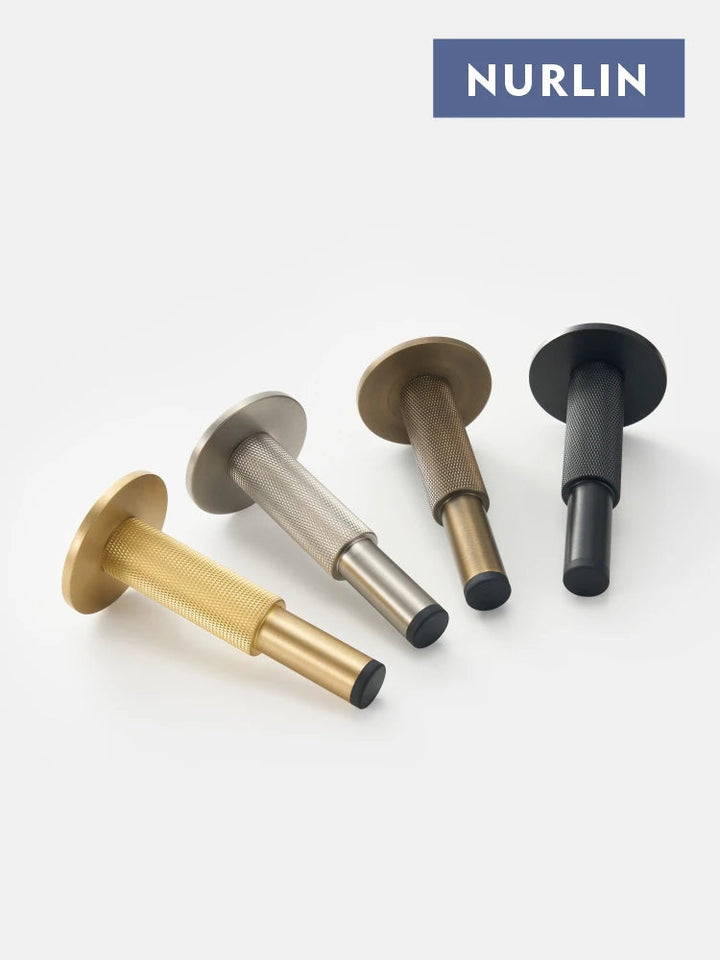 Nurlin Brass  Knurled Door Stops Bathroom Door Room Stopper Heavy Duty Floor Wall Mount Bumper Door Holder Catch Antique Brass Aimak Store