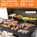 30-Inch Barrel Charcoal Grill with Warming Rack & Front Storage Basket, Outdoor BBQ Grill with 956 sq. in. Grilling Area Aimak Store