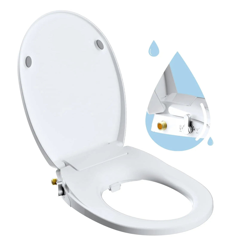Elongated Bidet Toilet Seat with Slow Close,Non-Electric Bidet Attachment for Toilet Seat with Dual Nozzle,Self-Cleaning Nozzles Aimak Store