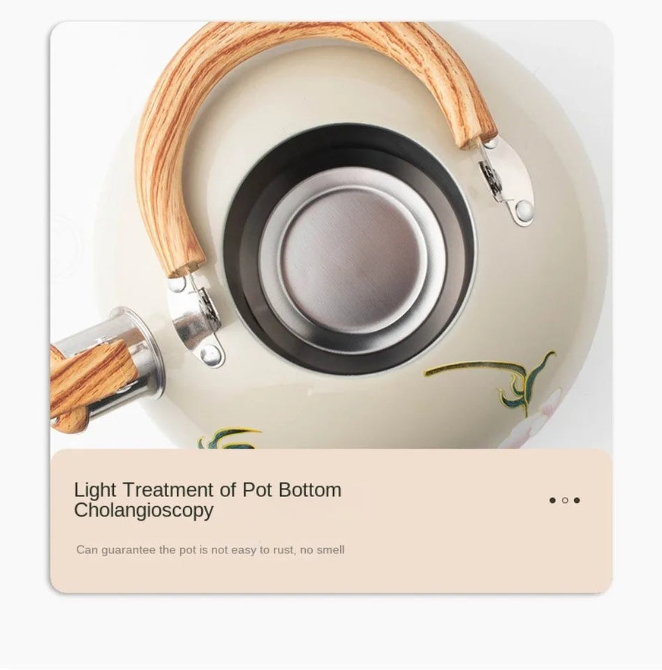 3L Whistling Kettle Teapot Floral Enameled Universal Teapot Water Kettle Large Capacity Thickened Coffee Pot Aimak Store