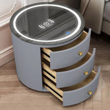 Smart nightstand, modern simple creative bedside table, light luxury senior sense of round net red leather household shelf Aimak Store