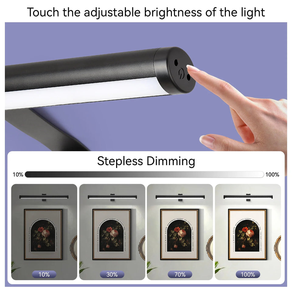 USB Rechargeable LED Wall Light Dimmable Mural Lamp Modern Wireless Aluminum Led Spotlights for Paintings Pictures Wall Lighting Aimak Store