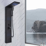 Black LED Shower Panel Tower System Rain Waterfall Shower Column Hydroelectricity Massage Body Spa Bath Shower Faucet Mixer Aimak Store