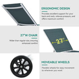 Aluminum Chaise Lounge Outdoor, Widened Patio Lounge Chair with Wheels, 5-Position Adjustable Sunbathing Recliner for Poolside Aimak Store