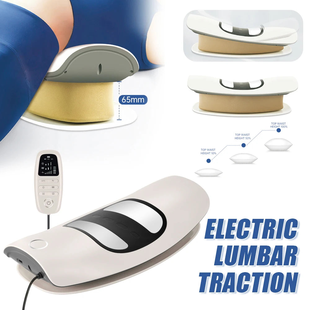 Ergonomic Electric Lumbar Traction Massager Adjustable Vibration Waist Spine Support Back Massage Machine Inflatable Stretcher Aimak Store