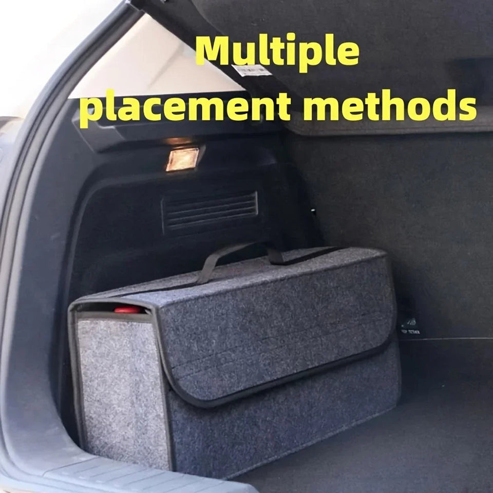 Spacious Canvas Car Storage Box Trunk Organizer with Felt Cloth Interior - Car Interior Tidying Container for Easy Storage Aimak Store