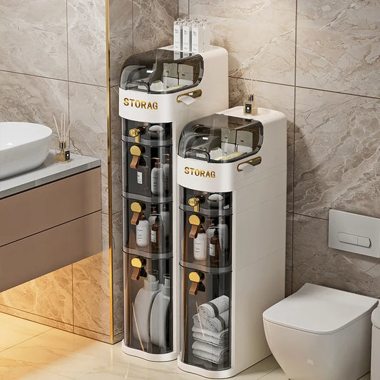 Light luxury bathroom crevice cabinet rack storage installation-free toilet toilet locker household floor storage rack